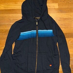 Aviator Nation Navy Hoodie with Blue Stripes
